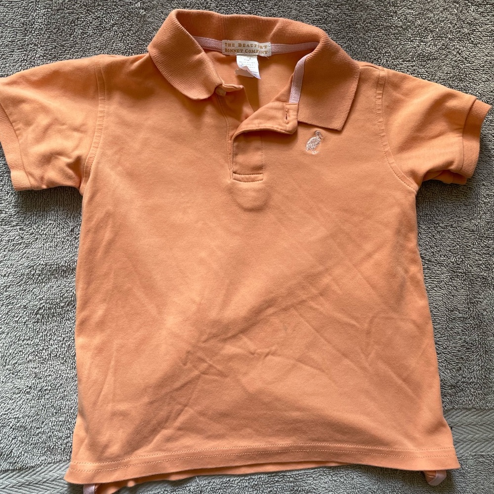 Beaufort Bonnet Co. Boys/Girls Polo – Peach, Size 5, Pima Cotton